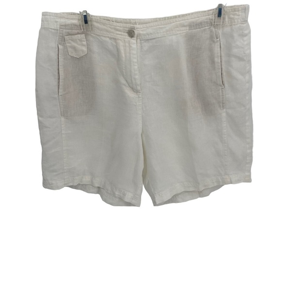 J Jill Womens 18 Tall 100% Linen Shorts White Pockets Button/zip Elastic Waist - Picture 1 of 7